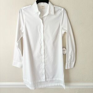 Soma Style Essentials Bright White No Iron Button Front Tunic Shirt